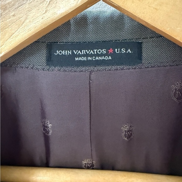 John Varvatos 100% Wool Size 40R 2 Button Side Vents  Green Gray Mens Blazer - Picture 5 of 10